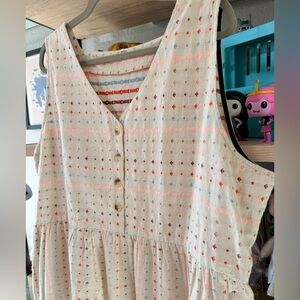 Ace & Jig sleeveless cream dress - colorful and metallic “Calliope” textile